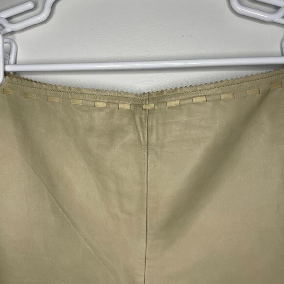 Banana Republic Leather Pants Womens Size 12 Cream Beige Preppy Pull On Rodeo - Picture 7 of 10